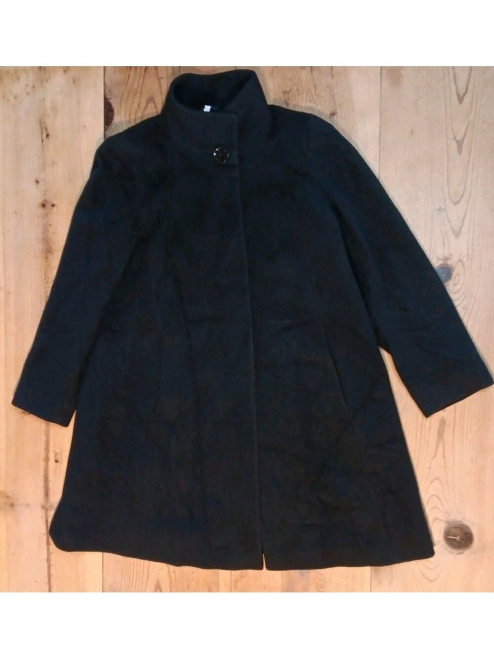 Cinzia Rocca Due Coat Womens US 10 Wool Blend Black High Collar Button Bulgaria